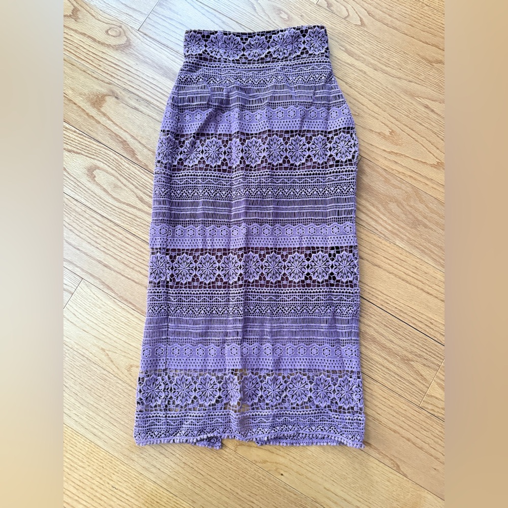 Snidel Floral Crochet High-Waist Midi Skirt – Size 0